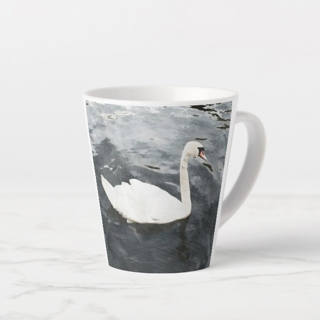 Impressionist Swan Latte Mug (Right Angle)
