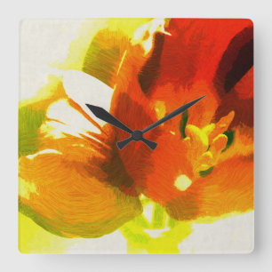 Impressionist Tulip Square Wall Clock