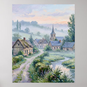 Impressionist Village Wall Art Canvas Print