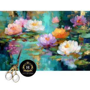 Impressionist Water Lily Pond Decoupage  Tissue Paper