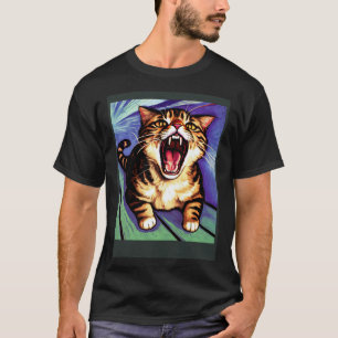 Impressionistic  Cat Screaming Impressionism Cats  T-Shirt