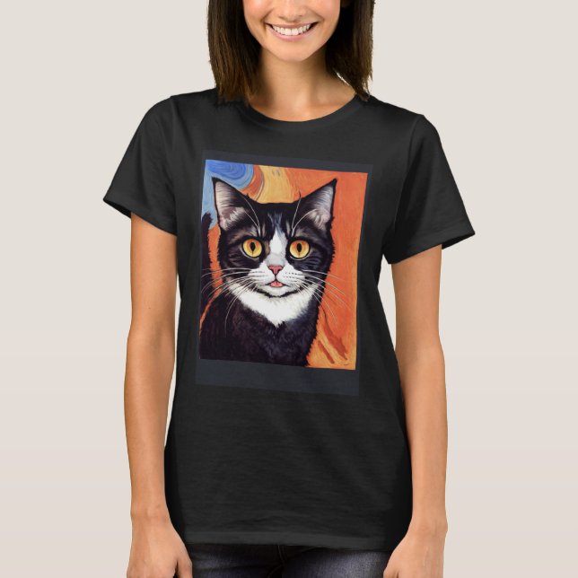 Impressionistic  Cat Screaming Impressionism Cats  T-Shirt (Front)