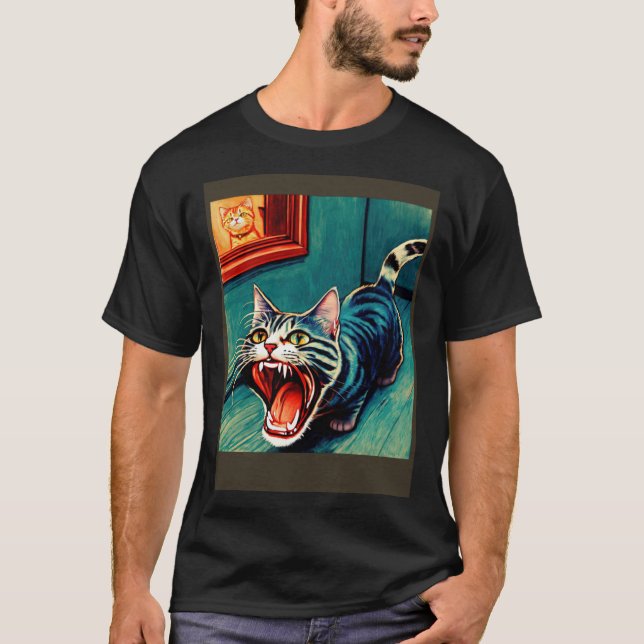Impressionistic  Cat Screaming Impressionism Cats  T-Shirt (Front)