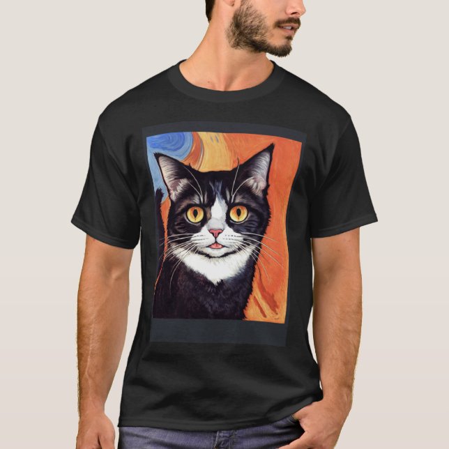 Impressionistic  Cat Screaming Impressionism Cats  T-Shirt (Front)