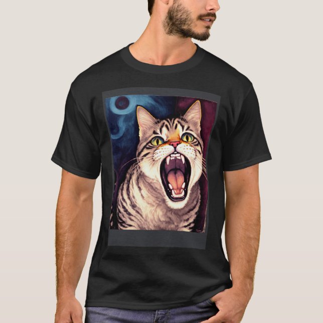 Impressionistic  Cat Screaming Impressionism Cats  T-Shirt (Front)
