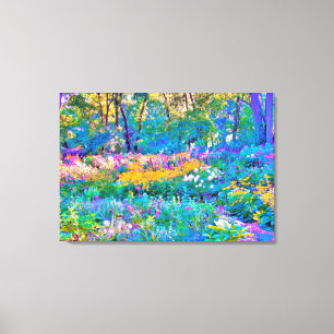 Impressionistic Colourful Garden Landscape Flowers Canvas Print