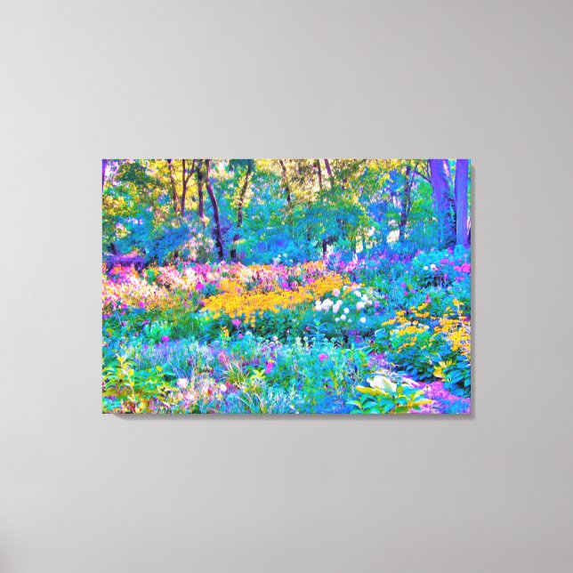 Impressionistic Colourful Garden Landscape Flowers Canvas Print (Front)