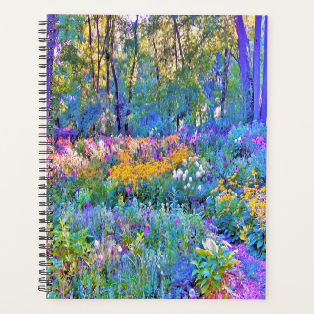 Impressionistic Colourful Garden Landscape Flowers Planner (Front)