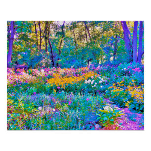 Impressionistic Colourful Garden Landscape Flowers Poster