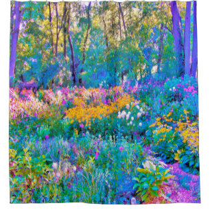 Impressionistic Colourful Garden Landscape Flowers Shower Curtain