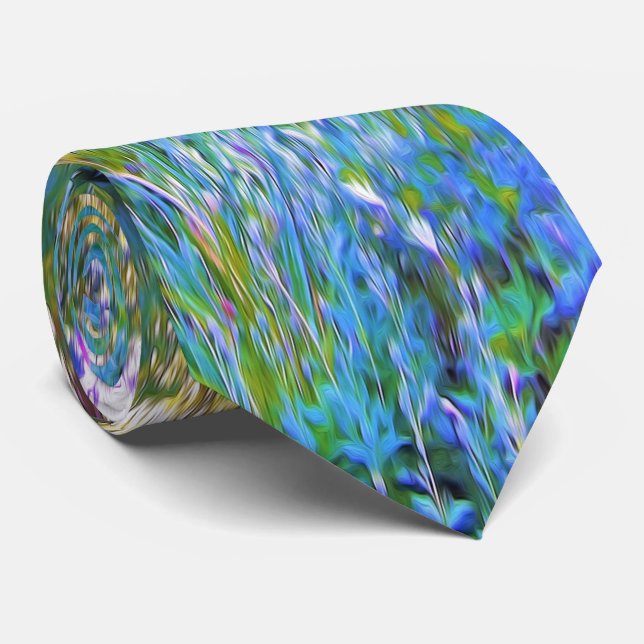 Impressionistic Colourful Garden Landscape Flowers Tie (Rolled)
