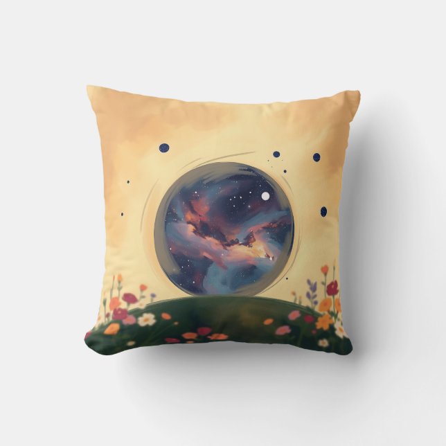 Impressionistic Galaxy with Blooming Garden Cushion (Front)