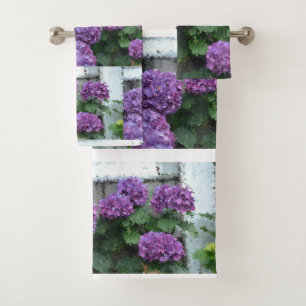 Impressionistic Hydrangea Bath Towel Set