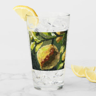 Impressionistic Lemons Hanging from Branch Glass