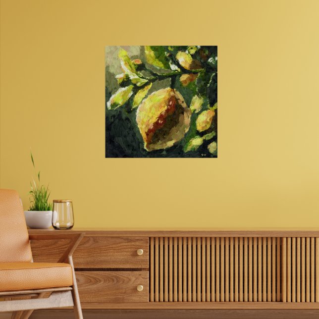 Impressionistic Lemons Hanging from Branch  Poster (Living Room 2)