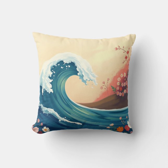 Impressionistic Ocean Wave Cushion (Front)