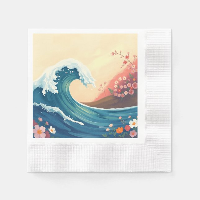 Impressionistic Ocean Wave Napkin (Front)