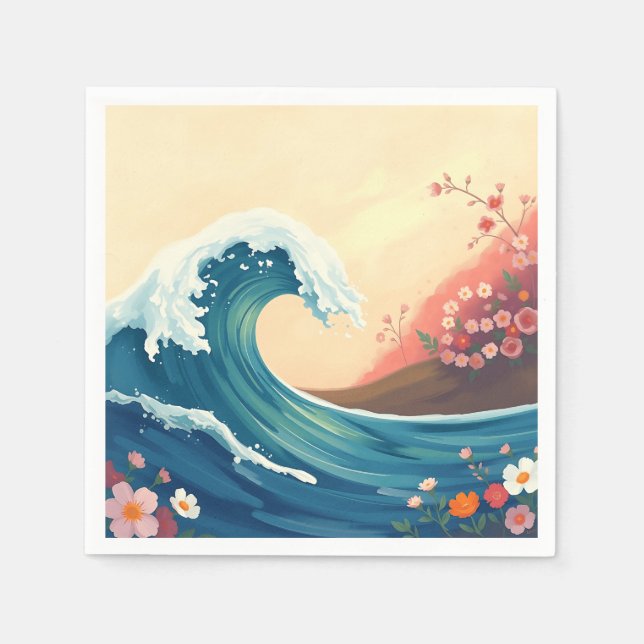 Impressionistic Ocean Wave Napkin (Front)