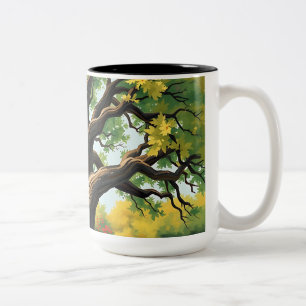 Impressionistic Old Oak Tree Art Two-Tone Coffee Mug