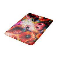 Impressionistic Pig in Red Poppy Flowers