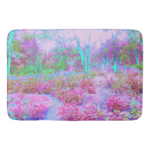 Impressionistic Pink and Turquoise Abstract Garden Bath Mat