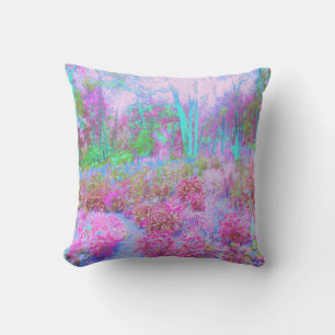 Impressionistic Pink and Turquoise Abstract Garden Cushion