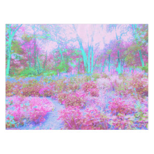 Impressionistic Pink and Turquoise Abstract Garden Tablecloth