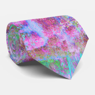 Impressionistic Pink and Turquoise Abstract Garden Tie