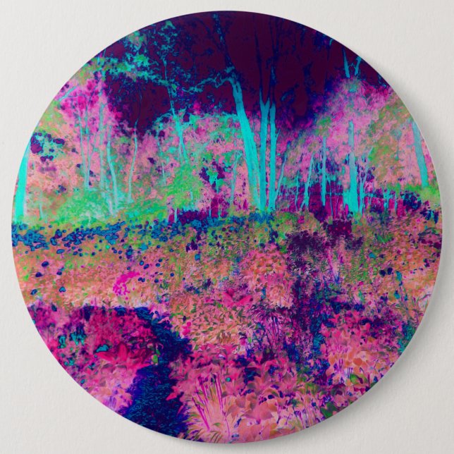 Impressionistic Purple and Hot Pink Landscape 6 Cm Round Badge (Front)