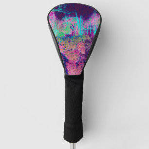 Impressionistic Purple and Hot Pink Landscape Golf Head Cover