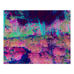 Impressionistic Purple and Hot Pink Landscape Poster