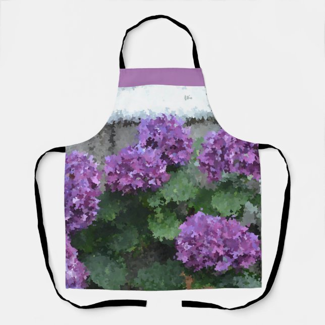 Impressionistic Purple Hydrangea Blossoms Apron (Front)