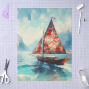 Impressionistic Sailboat Sailing Decoupage Tissue Paper