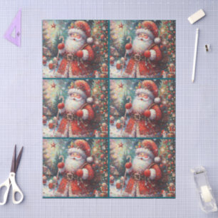 Impressionistic Santa Claus Christmas Decoupage Tissue Paper