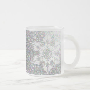 Impressionistic Snowflake Frosted Glass Coffee Mug