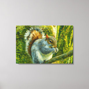 Impressionistic Squirrel in Forest Foliage Canvas Print