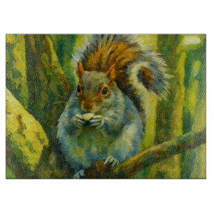 Impressionistic Squirrel in Forest Foliage Cutting Board