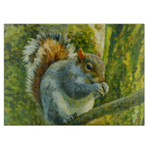 Impressionistic Squirrel in Forest Foliage Cutting Board