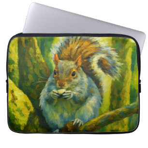 Impressionistic Squirrel in Forest Foliage Laptop Sleeve
