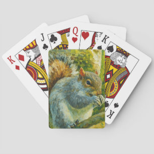 Impressionistic Squirrel in Forest Foliage Playing Cards