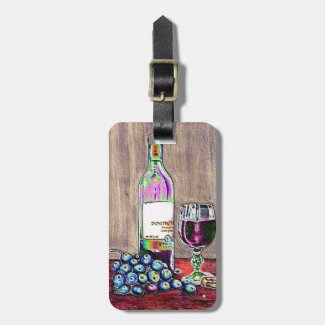 Impressionistic Wine and Grapes Art Luggage Tag