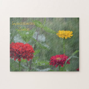 Impressionistic Zinnia Large Puzzle