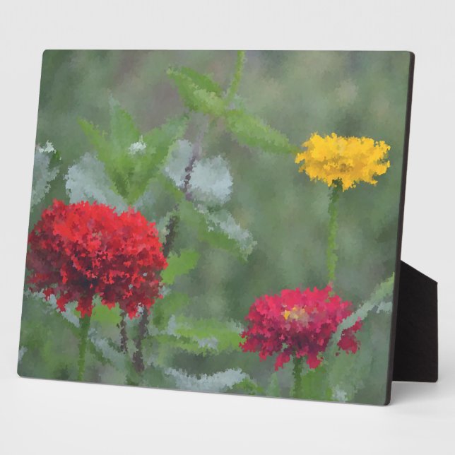 Impressionistic Zinnias Plaque (Side)