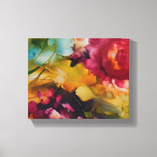 Impressiontic Modern floral jewel tones Canvas Print (Front)