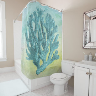 Impressive Beautiful Nautical Coastal Blue Coral Shower Curtain