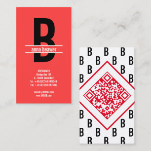 Impressive Bold Monogram QR Business Card