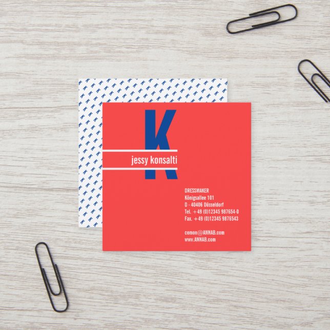 Impressive coral Bold Monogram Business Card (Front/Back In Situ)
