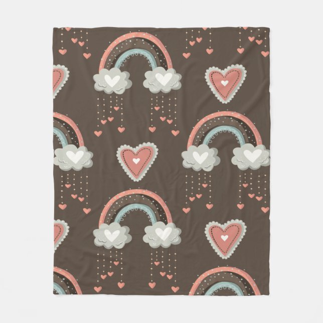 Impressive heart-shaped motifs fleece blanket (Front)