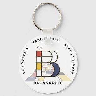 Impressive Neoplasticism Art Monogram. Letter B Key Ring