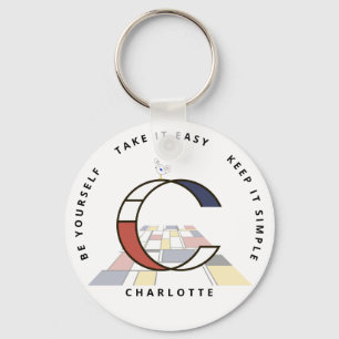 Impressive Neoplasticism Art Monogram. Letter C Key Ring